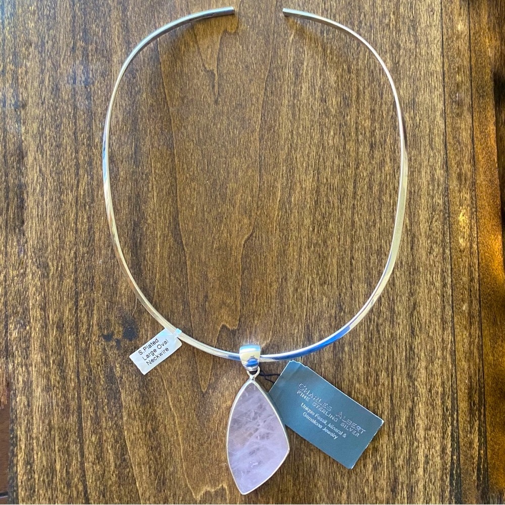 Charles Albert Rose Quartz .950 Silver necklace